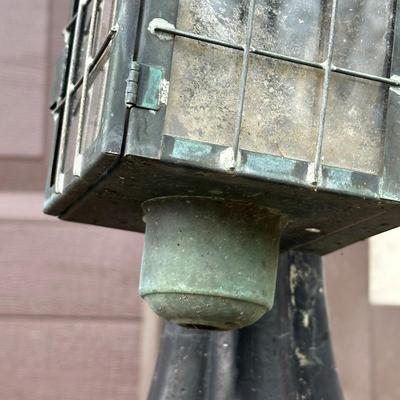 LOT 153O: Pair of Antique Colonial Era Horse Hitches w/ Copper Lanterns