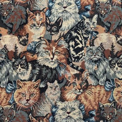 LOT 156F: Vintage On Your Back Denim Cat Print Jacket w/ Matching Tote Bag