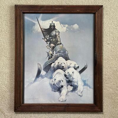 LOT 158L: 3 Viking Themed Prints by Frank Frazetta - Kane on the Golden Sea, Silver Warrior & Night Winds