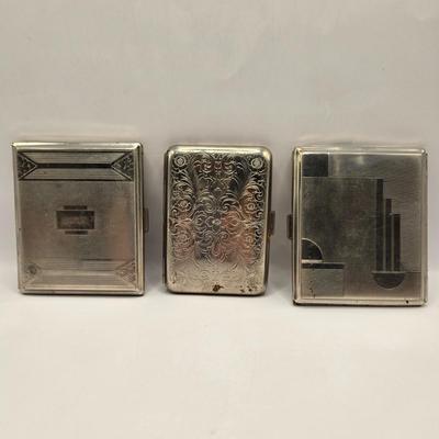LOT 161K: Vintage Dresden German Cigarette Cases from 1920s-1940s/ Made of Nickel- Plated Steel Also Known as German Silver