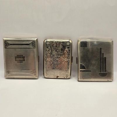 LOT 161K: Vintage Dresden German Cigarette Cases from 1920s-1940s/ Made of Nickel- Plated Steel Also Known as German Silver