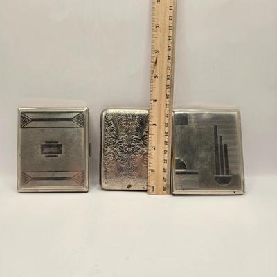LOT 161K: Vintage Dresden German Cigarette Cases from 1920s-1940s/ Made of Nickel- Plated Steel Also Known as German Silver