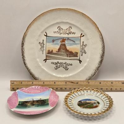LOT 166F: Art Deco Glass Tray w/Lucite Handles, Sweeter Than the Rose Print in Ornate Frame, Porcelain & China Dishes & Bud...