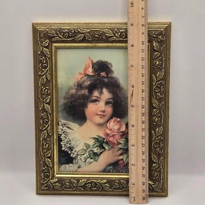 LOT 166F: Art Deco Glass Tray w/Lucite Handles, Sweeter Than the Rose Print in Ornate Frame, Porcelain & China Dishes & Bud...