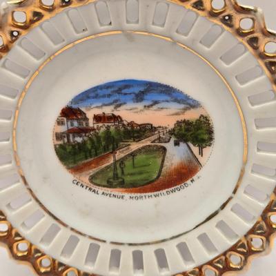 LOT 166F: Art Deco Glass Tray w/Lucite Handles, Sweeter Than the Rose Print in Ornate Frame, Porcelain & China Dishes & Bud...