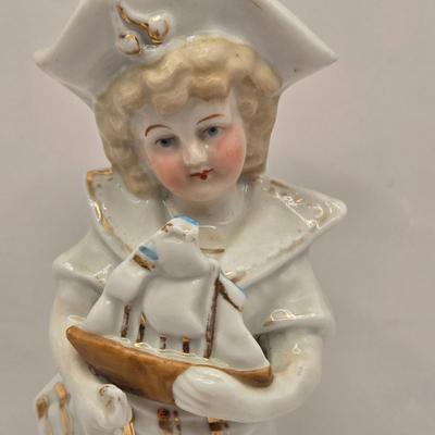 LOT 168F: Pair of Late 19th, Early 20th Century Antique German Figures of Boys in Sailor-Inspired Clothing