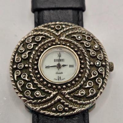LOT 170F: Genevex Quartz Watch w/ Leather Band & Silver Tone & Crystal Face, Adrienne Couture Watch, Nolan Miller Opaque Faced...