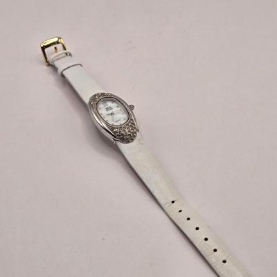 LOT 170F: Genevex Quartz Watch w/ Leather Band & Silver Tone & Crystal Face, Adrienne Couture Watch, Nolan Miller Opaque Faced...