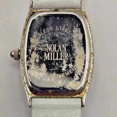 LOT 170F: Genevex Quartz Watch w/ Leather Band & Silver Tone & Crystal Face, Adrienne Couture Watch, Nolan Miller Opaque Faced...