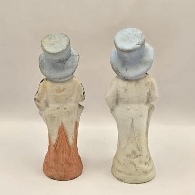 LOT 172F: Antique circa 1910s Hand Painted German Bisque Porcelain Figurines w/ Wire Glasses