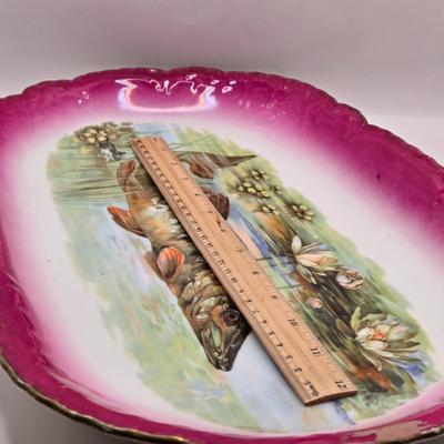 LOT 175K: Circa 1890s Antique Porcelain J.S. Germany Fish Serving Platter, Gravy Boat/ Spouted Bowl, and 5 Plates