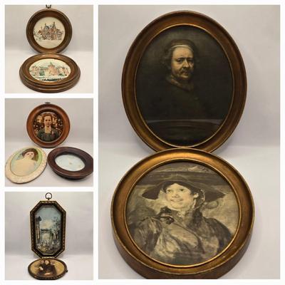 LOT 178F: Two European Prints in Round Frames/ One Signed Smeele WAAG ENKHUIZEN, Multiple Victorian Portrait Prints, & The Ruins of...