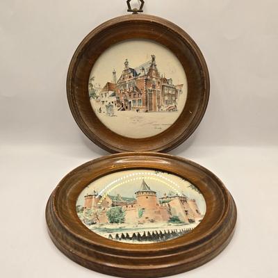 LOT 178F: Two European Prints in Round Frames/ One Signed Smeele WAAG ENKHUIZEN, Multiple Victorian Portrait Prints, & The Ruins of...