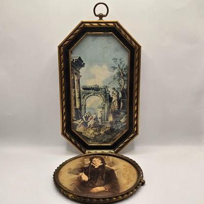 LOT 178F: Two European Prints in Round Frames/ One Signed Smeele WAAG ENKHUIZEN, Multiple Victorian Portrait Prints, & The Ruins of...