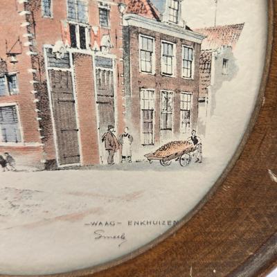 LOT 178F: Two European Prints in Round Frames/ One Signed Smeele WAAG ENKHUIZEN, Multiple Victorian Portrait Prints, & The Ruins of...
