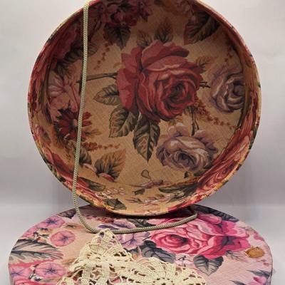 LOT 179F: Victorian Romance! Two Teapots, Sugar, & Creamer, Beautiful Hat Box, Hand Made Doily, Elegantly Decorated Fletcher Knebel...