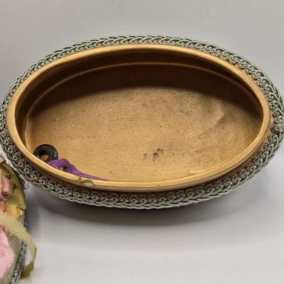 LOT 179F: Victorian Romance! Two Teapots, Sugar, & Creamer, Beautiful Hat Box, Hand Made Doily, Elegantly Decorated Fletcher Knebel...