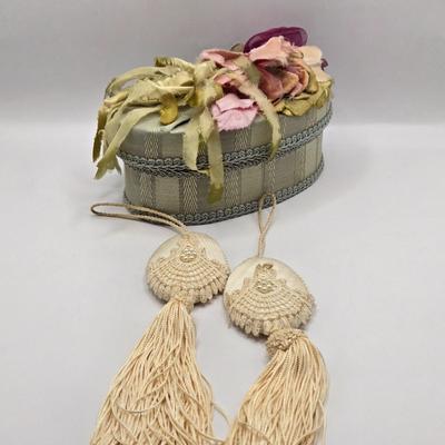 LOT 179F: Victorian Romance! Two Teapots, Sugar, & Creamer, Beautiful Hat Box, Hand Made Doily, Elegantly Decorated Fletcher Knebel...