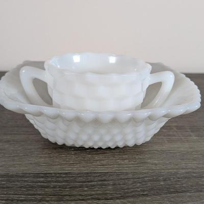 LOT 185K: Vintage Westmoreland Milk Glass Ring & Petal Fruit Bowl, Anchor Hocking Vases, Bowls, Dishes & Juice Glasses