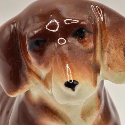 LOT 201F: Who Let the Dogs Out? 2 Hand-Painted Spaniel Figures, Windsor Cup w/Schnauzer Face, Hand-Painted 1950s Dachshund Figure,...