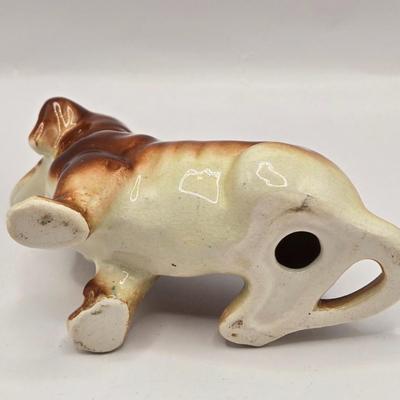 LOT 201F: Who Let the Dogs Out? 2 Hand-Painted Spaniel Figures, Windsor Cup w/Schnauzer Face, Hand-Painted 1950s Dachshund Figure,...