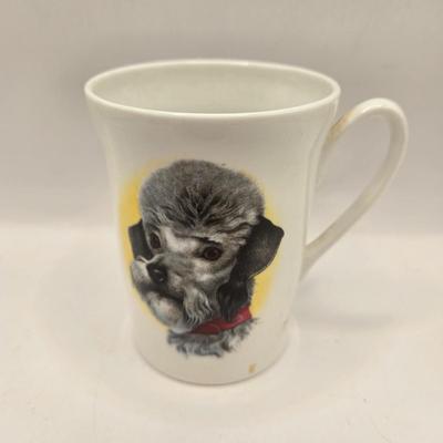LOT 201F: Who Let the Dogs Out? 2 Hand-Painted Spaniel Figures, Windsor Cup w/Schnauzer Face, Hand-Painted 1950s Dachshund Figure,...