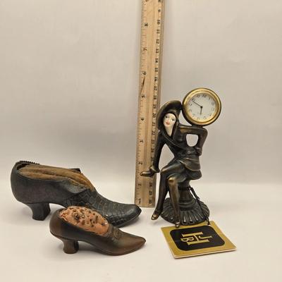 LOT 202D: Antique / Vintage Victorian Decor Collection: Signed Wooden Box, A Victor & Co Pin Cushion, Cherub Photo Frame & More