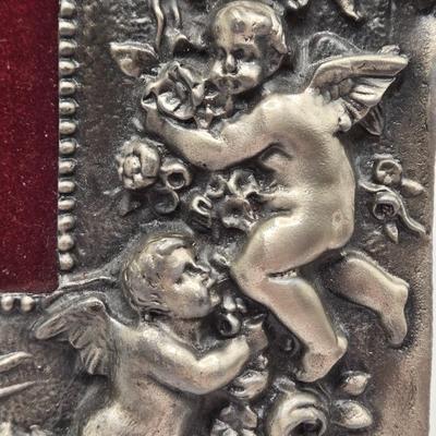 LOT 202D: Antique / Vintage Victorian Decor Collection: Signed Wooden Box, A Victor & Co Pin Cushion, Cherub Photo Frame & More