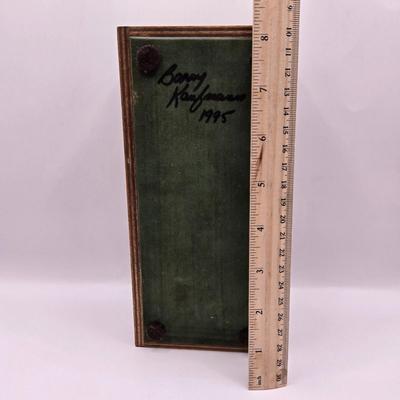 LOT 202D: Antique / Vintage Victorian Decor Collection: Signed Wooden Box, A Victor & Co Pin Cushion, Cherub Photo Frame & More