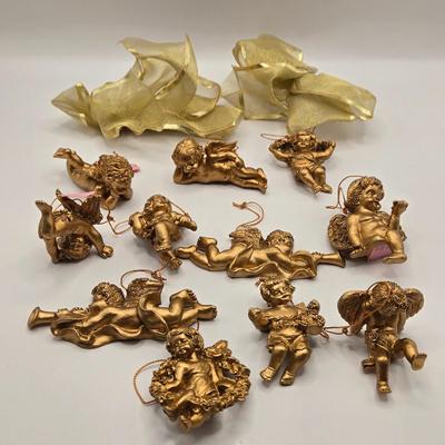 LOT 204F: Multiple Heart Felt Collection Frames with Months, Flowers, & Angels and Numerous Cherub Ornaments