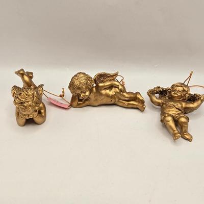 LOT 204F: Multiple Heart Felt Collection Frames with Months, Flowers, & Angels and Numerous Cherub Ornaments