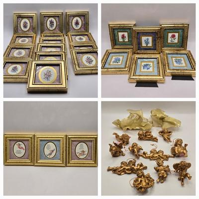 LOT 204F: Multiple Heart Felt Collection Frames with Months, Flowers, & Angels and Numerous Cherub Ornaments