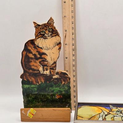 LOT 205D: Meow!! Hello Kitty Clock, 2 Vintage Possible Dreams Lady Ashley Cats, Lauren Marems Figurine, 2 Metal Tea Lite Candle...