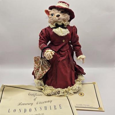 LOT 205D: Meow!! Hello Kitty Clock, 2 Vintage Possible Dreams Lady Ashley Cats, Lauren Marems Figurine, 2 Metal Tea Lite Candle...