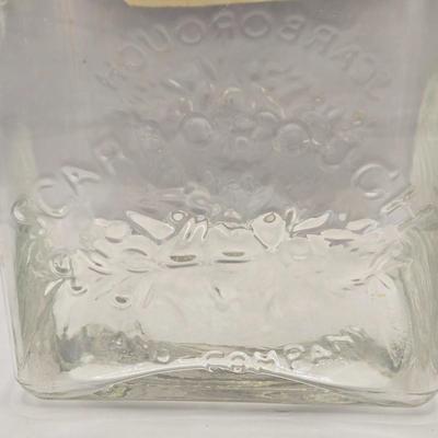 LOT 208K: Large Glass Jar w/ Lid Made in Italy and Scarborough and Company Glass Jar w/ Lid
