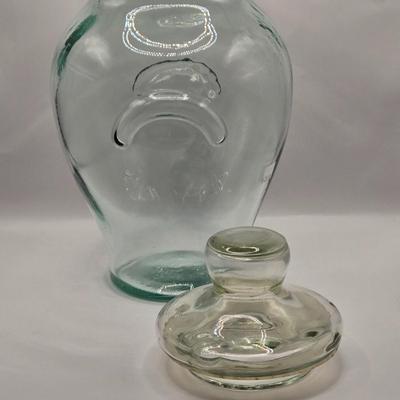 LOT 208K: Large Glass Jar w/ Lid Made in Italy and Scarborough and Company Glass Jar w/ Lid