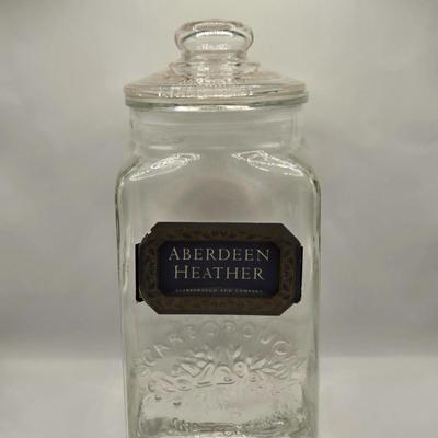 LOT 208K: Large Glass Jar w/ Lid Made in Italy and Scarborough and Company Glass Jar w/ Lid
