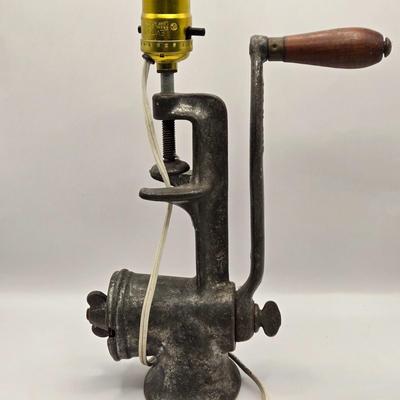 LOT 210K: Unique Vintage Meat Grinder Lamp