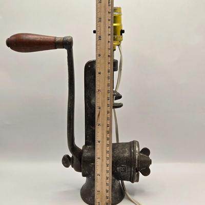 LOT 210K: Unique Vintage Meat Grinder Lamp