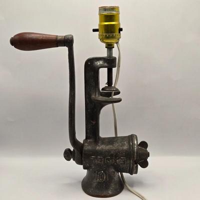 LOT 210K: Unique Vintage Meat Grinder Lamp