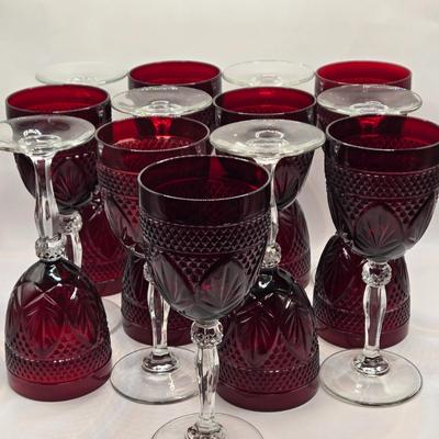LOT 214D:Vintage Ruby Red France Durand Goblets