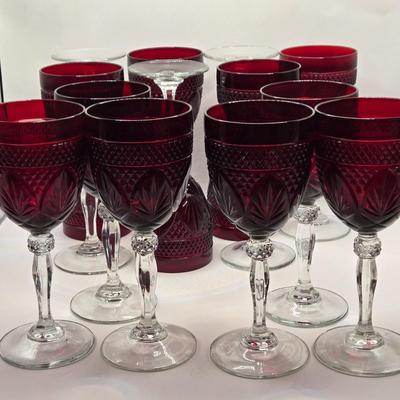 LOT 214D:Vintage Ruby Red France Durand Goblets