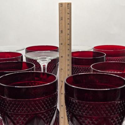 LOT 214D:Vintage Ruby Red France Durand Goblets