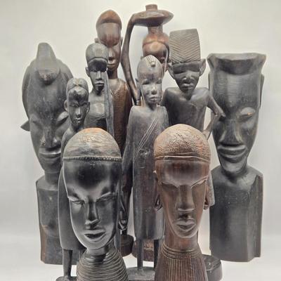 LOT 217F: Vintage African Wood Carvings of Men and Women
