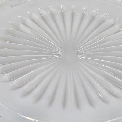 LOT 218D: 1960s Milk Glass Harvest Grape Punchbowl w/ 12 Matching Cups and Smaller Milk Glass Bowl w/ 9 Additional Cups