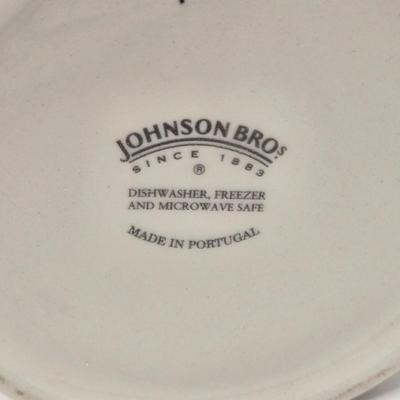 LOT 220D: Set of 6 Staffordshire Bouquet Dessert Plates and Johnson Bros. Canister w/Lid