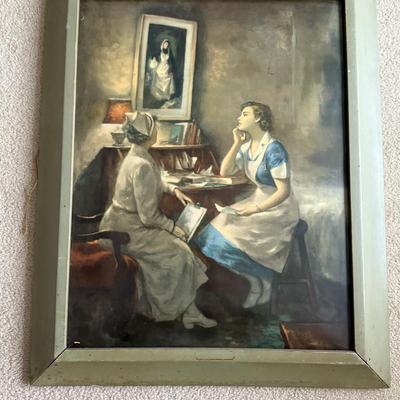 LOT 228L: Antique / Vintage Framed Post-1900 Nurse Print or Lithograph