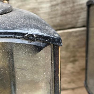 LOT 243G: Pair Of Antique Beveled Glass Carriage Lamps
