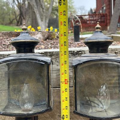 LOT 243G: Pair Of Antique Beveled Glass Carriage Lamps