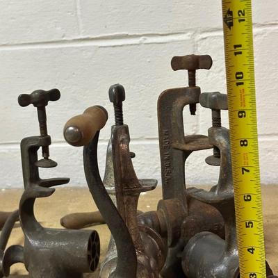 LOT 245B: Collection Of Antique Cast Iron Meat Grinders